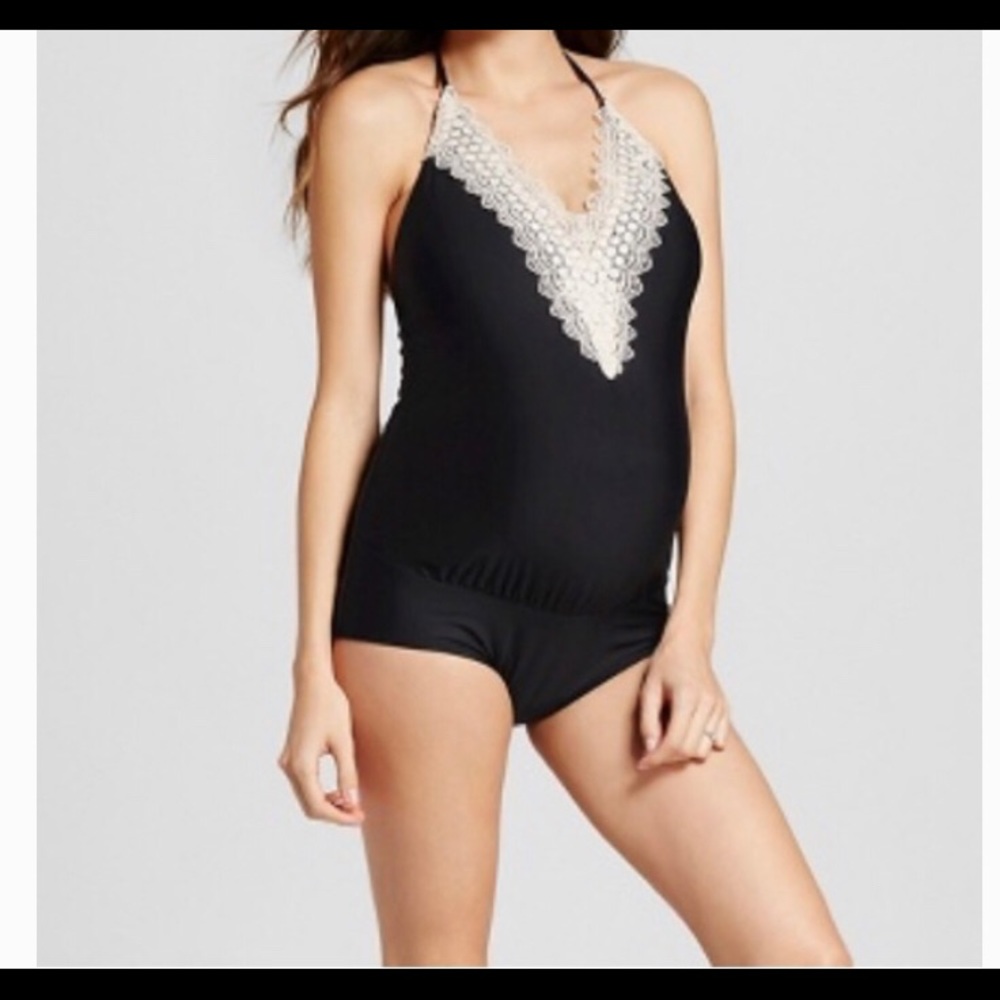 Sea Angel Maternity | Black Crochet Swimsuit XL